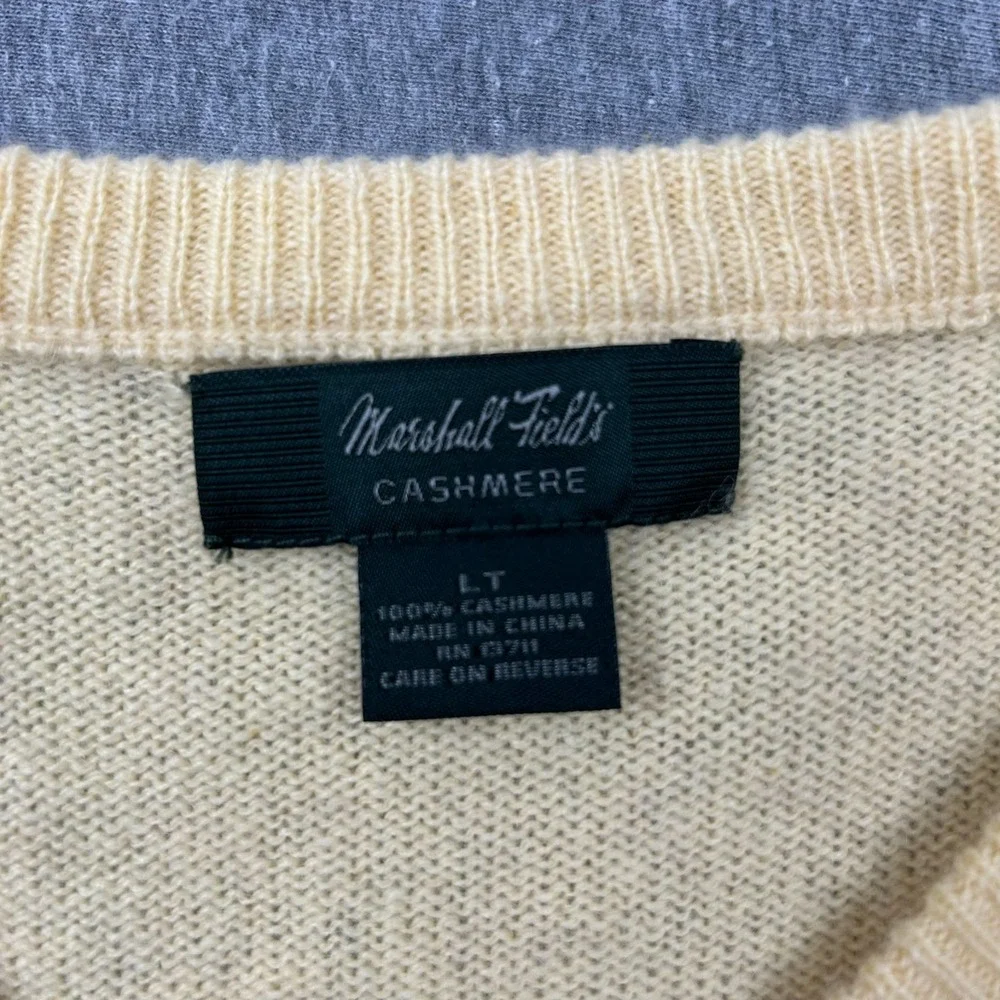 Marshall Fields Cashmere Vneck Sweater Mens Large Tall Butter‎ Yellow